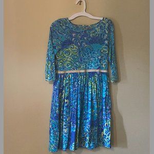 Lilly Pulitzer - Girls Blue and Green Lagoon Angelina Dress